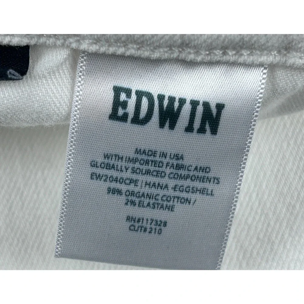 EDWIN Hana Classic Tapered Button Fly 5 Pocket White denim Jeans size 27 - Picture 9 of 12